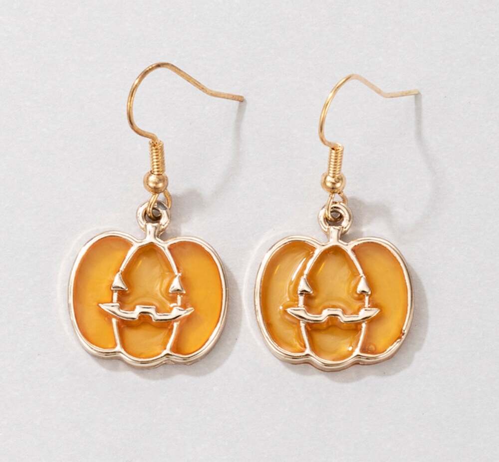 Pumpkin Halloween Enamel Earrings